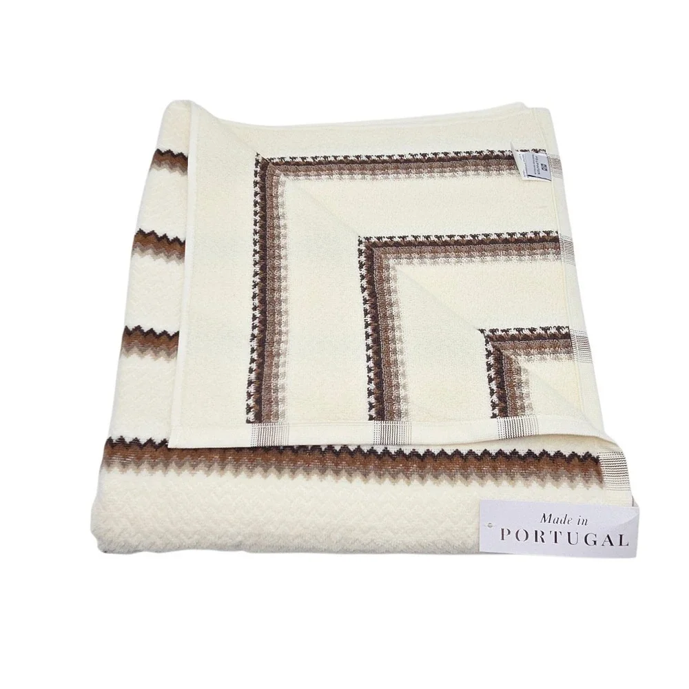 Felpinter 6pc Cotton Bath Hand Towel Set Chevron Stripe Cream Brown Portugal